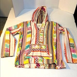 Beach by exist women’s pullover hoodie, BoHo, colorful, kangaroo, front pockets,